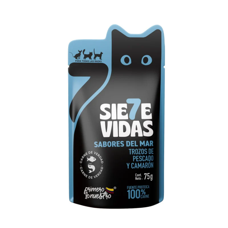 7 Vidas Trozos de Pescado y Camaron / 75gr
